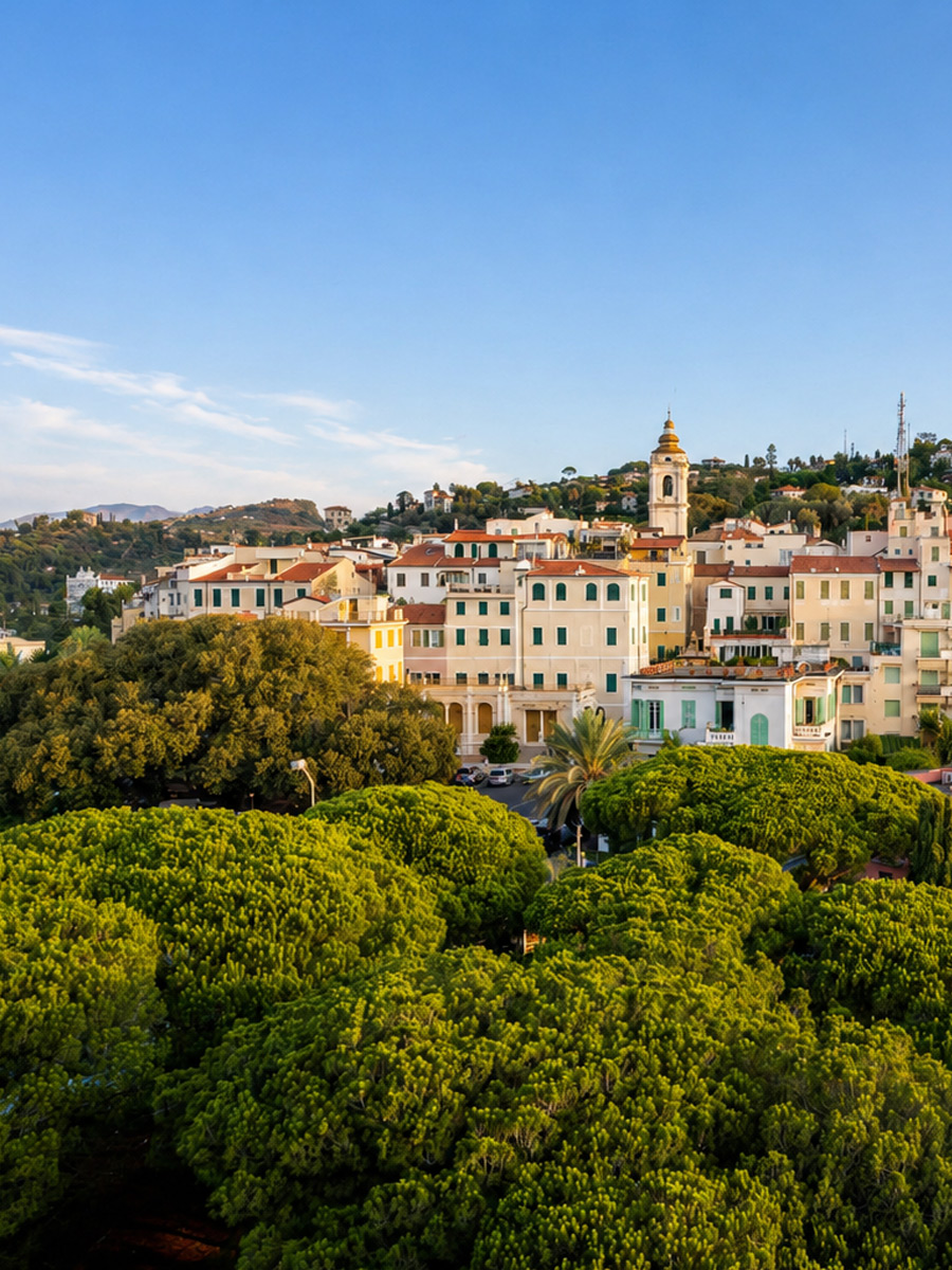 Panoramic view of Bordighera, Italy on the Italian Riviera during a private full-day experience from Nice