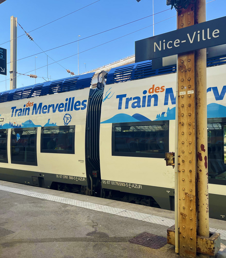 The Train des Merveilles at Nice-Ville station before its journey to Breil-sur-Roya and the Roya Valley.