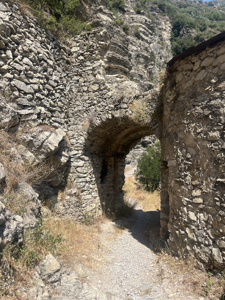 Old stone path leading down to the river in Breil-sur-Roya, Roya Valley