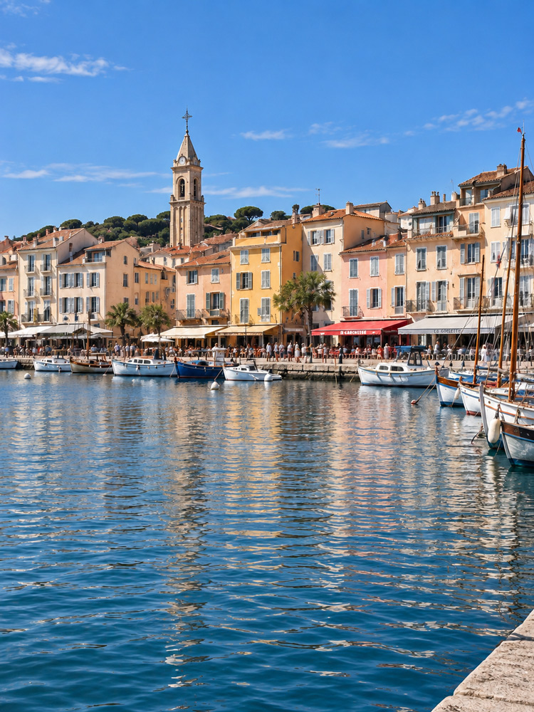 Saint-Tropez harbour on the French Riviera, a day trip from Nice by boat